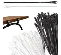 Cheynn Lot de 100 serre-câbles avec trou de vis, serre-câbles à visser en nylon, 150 mm, fixation de câble, support de câble pour gestion des câbles, maison, bureau, entrepôt, jardinage