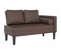 CHEZ JILI* Chaise longue - RUIGOU - Fauteuil long de repos avec coussins marron similicuir Août740724