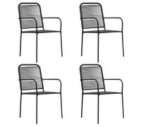 CHEZ JILI*Chaises de jardin Design Classique - RUIGOU - lot de 4 Corde en coton et acier Noir38121