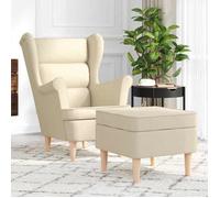 CHEZ JILI*Fauteuil Design Classique - RUIGOU - avec repose-pied Crème Tissu29759