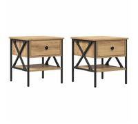 CHEZ JILI* Lot de 2 Tables de chevet - RUIGOU - Petite table de chambre, Chêne 40x42x45 cm Bois reconstitué Août658281