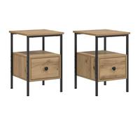CHEZ JILI* Lot de 2 Tables de chevet - RUIGOU - Petite table de chambre, chêne artisanal bois d'ingénierie Août504376