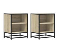 CHEZ JILI* Lot de 2 Tables de chevet - RUIGOU - Petite table de chambre, chêne sonoma bois d'ingénierie et métal Août709836
