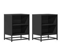 CHEZ JILI* Lot de 2 Tables de chevet - RUIGOU - Petite table de chambre, noir 40x31x50 cm bois d'ingénierie métal Août767123