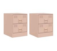 CHEZ JILI* Lot de 2 Tables de chevet - RUIGOU - Petite table de chambre, rose 34,5x39x44 cm acier Août927764