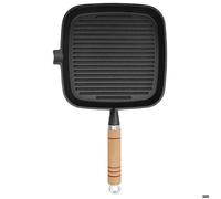 CHEZ ZENG Poêle de grill Fonte avec poignée en bois 20 x 20 cm LL12568