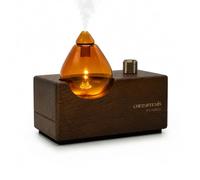 chezArtemis Amber Diffuseur Huiles Essentielles sans Eau pour Aromathérapie | Verre ambré et bois massif, Nébuliseur 7-10 jours autonomie, sans fil & rechargeable, Couvre 60m², Minuteur, LED, idée cadeau