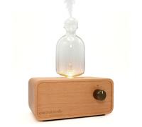 chezArtemis Aria Diffuseur Huiles Essentielles sans Fil Nébulisateur | Verre transparent & bois massif, nébulisation sans plastique BPA, 10 jours autonomie, Minuteur, LED, Silencieux, couvre 60m²