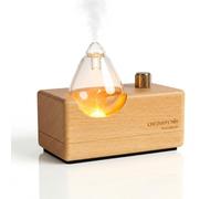 chezArtemis Waterdrop Diffuseur Huiles Essentielles sans Fil Nébulisateur | Verre transparent & bois massif, nébulisation sans plastique ni BPA, 10 jours autonomie, silencieux <30dB, couvre 60m²