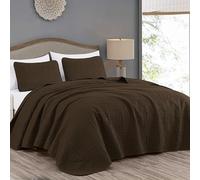 Chezmoi Collection Austin 3 pièces surdimensionné Couvre-lit de Couvre-lit (Queen, Chocolat)