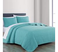 Chezmoi Collection Austin 3 pièces surdimensionné Couvre-lit de Couvre-lit (Queen, Turquoise)