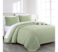 Chezmoi Collection Austin Parure 3 pièces surdimensionnée (254 x 269,2 cm) pour Grand lit, Sauge, Polyester, Queen Size