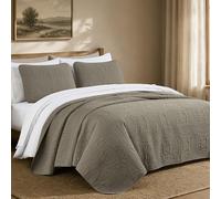 Chezmoi Collection Austin Parure de lit surdimensionnée 3 pièces en Polyester pour Grand lit, Taupe