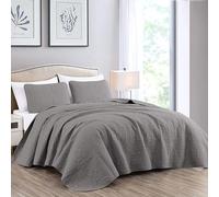 Chezmoi Collection Austin Parure surdimensionnée 3 pièces (très Grand lit, Gris), Microfibre, King
