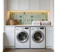 CHGCRAFT 18 autocollant pour Carrelage de Style Bohème Vert 9 styles Autocollants Carrelages Mural à Décoller et Coller Formes Géométriques Autocollants Imperméables pour Carrelage de Cuisine