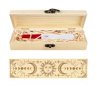 CHGCRAFT Coffret Cadeau Divinatoire Tarot Coffret Cadeau en Bois Soleil et Lune avec Ruban en Raphia et Cadenas pour Anniversaires 8x2x1.2 pouce