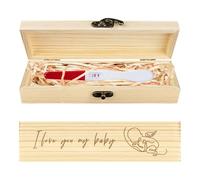 CHGCRAFT Coffret Cadeau en Bois avec Motif de Test de Grossesse et de Bébé avec Ruban en Raphia et Cadenas pour Annonce de Grossesse pour Papa et Mari 8x2x1.2 pouce