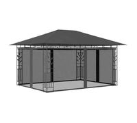 CHIC Anti-UV Tonnelle de Jardin Belvédère de jardin avec moustiquaire 4x3x2,73 m Anthracite 180 g/m² FR4998