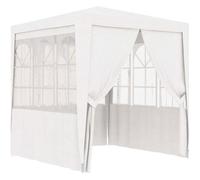 CHIC Anti-UV Tonnelle de Jardin Tente de réception avec parois latérales 2x2 m Blanc 90 g/m² FR4335