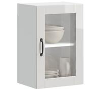 CHIC Armoire de placard pour cuisine - Armoire murale cuisine avec porte en verre Porto blanc brillant - Montage facile@SARA419888