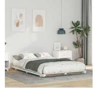 CHIC Cadre de lit surélevé couchage DOUBLE - 2 places/2 personnes - Blanc 140 x 190 cm ,Bois massif en pin@SARA590879