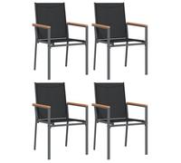 CHIC Chaises de jardin lot de 4（4 pcs) noir 55x61,5x90cm textilène et acier - 55x61,5x90 cm 641433 S11