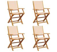 CHIC Chaises de jardin pliantes lot de 4（4 pcs) beige tissu et bois massif - 54x58x91 cm 574482 S11