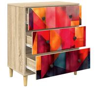 CHIC Commode HEESCH Impression en Blocs de Couleur Sonoma 66 x 36,5 x 75 cm avec 3 tiroirs &csm65e