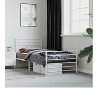CHIC Lit adulte,1 place - 90x190 cm Structure/Cadre de lit métal et pied de lit blanc 90x190cm #Sara12771