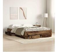 CHIC Lit adulte,2 places - 160x200 cm Structure/Cadre de lit et tiroirs avec tiroir ,Bois ancien 160 x 200 cm #Sara83769