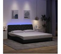 CHIC Lit adulte,2 places - 180x200 cm Structure/Cadre de lit et LED gris foncé 180x200 cm tissu #Sara45564