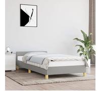 CHIC Lit Single 1 Place Cadre de lit avec tête de lit Gris clair 90x190 cm Tissu Design86707