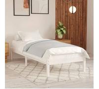 CHIC Lit Single 1 Place Cadre de lit Blanc Bois massif 90x190 cm Simple Design16749
