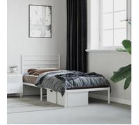CHIC Lit Single 1 Place Cadre de lit métal avec tête de lit blanc 90x190 cm Design87029