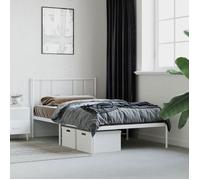 CHIC Lit Single 1 Place Cadre de lit métal avec tête de lit blanc 90x200 cm Design68027