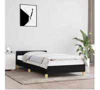 Chic Lit Single Adulte| 1 Place Cadre de lit avec tête de lit Noir 90x200 cm Tissu""86021
