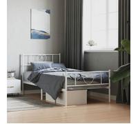 Chic Lit Single Adulte| 1 Place Cadre de lit métal avec tête de lit-pied de lit blanc 100x190cm""69312