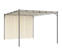CHIC Pavillon Barnum - Belvédère de jardin avec rideau latéral 4x3x2,25 m Crème Design 100 % imperméable FR4540