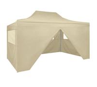 CHIC Pavillon Barnum - Tente pliable avec 4 parois latéraux 3 x 4,5 m Blanc crème Design 100 % imperméable FR9136