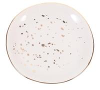 CHICAMPERA Assiette Plat de Service Polyvalent en Céramique Ronde Irrégulière Nordique Blanche à Pois Plateau Alimentaire Décoratif Vaisselle pour Pâtes et Viandes pour Buffet et Apéritif