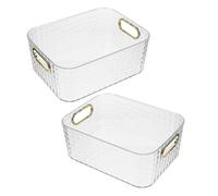 CHICAMPERA Boîte de Rangement Transparente pour Salle de Bain 2pcs en Plastique Rectangle, Organisateur Multifonction Facile à Utiliser pour Cosmétiques et Soins Peau