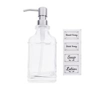 CHICAMPERA Flacon Distributeur de Lotion en Verre Design Simple et Compact 300ml Pompe en Acier Inoxydable et Decoration Maison ou Hôtel pour Shampooing