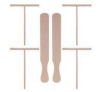CHICAMPERA Kit de 6 Ustensiles en Bois pour Pancakes Comprenant 2 Spatules et 4 Étaleurs de T, Pratique et Adapté Préparation de Crêpes Maison