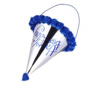 CHICAMPERA Lot de 5 Bonnets D'anniversaire en Papier Bleu à Surface Lumineuse, Chapeaux Cône Pompon pour Fête D'anniversaire et Accessoires Photo