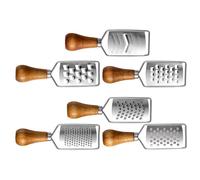 CHICAMPERA Râpes à Fromage avec Poignée en Bois en Acier Inoxydable Ensemble de 6 Râpe à Gros Trous Portable Cuisine et Pique-, pour Gingembre et Fromage