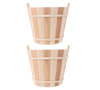 CHICAMPERA Seau en Bois Récipient Solide et Sûr pour Beige et Sels de Bain 2 Pièces Style Rustique Élégant Pierres D'aromathérapie Spa Hôtel et Sauna