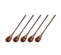 CHICAMPERA Set de Cuillères Cuisine Faciles à Nettoyer et Sûres à Utiliser en Bois Marron Lot de 5 pour Mélanger Café et Eau la Maison Restaurant