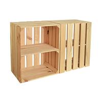 CHICCIE 2X Caisse en Bois Noa Nature 50x40x30-1x étagère Courte Caisse à Fruits Caisses à vin