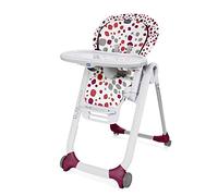 Chicco Polly Progres5 Chaise Haute Évolutive, Convertible en Transat et Rehausseur pour Bébé, Réglable de la Naissance à 3 ans (15 kg), avec 4 Roues, Fermeture Compacte - cherry