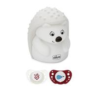 Chicco Set Veilleuse et 2 Sucettes Air Lumi 16-36 Mois, Veilleuse bébé rechargeable avec 8 lumières multicolores, Sucette 16-36 Mois, qui brille dans l'obscurité, Tétine en Silicone, Rouge